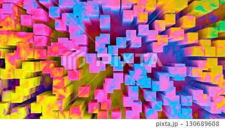 3d illustration. Abstract background. An illustration of multi-colored fluffy shapes. 130689608