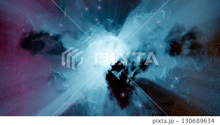 3d rendering. Space wallpaper and background. Universe with stars, constellations, galaxies, nebulae and gas and dust clouds 130689634