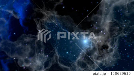 3d rendering. Space wallpaper and background. Universe with stars, constellations, galaxies, nebulae and gas and dust clouds 130689639