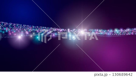 3d rendering. Fantastic background of bright glowing particles in deep space. Particle waves on black background 3d rendering. Fantastic background of bright glowing particles in deep space. Particle waves on black background 130689642