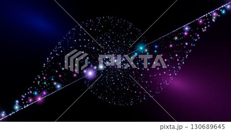 3d rendering. Fantastic background of bright glowing particles in deep space. Particle waves on black background 3d rendering. Fantastic background of bright glowing particles in deep space. Particle waves on black background 130689645