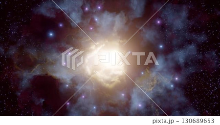 3d rendering. Space wallpaper and background. Universe with stars, constellations, galaxies, nebulae and gas and dust clouds 130689653