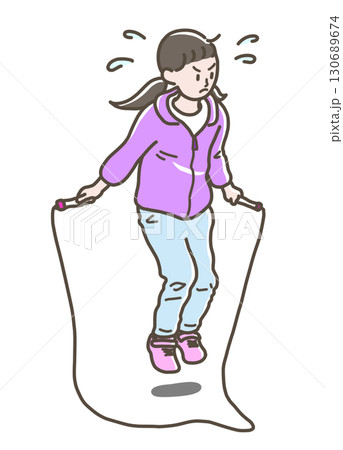 縄跳びをする女の子のイラスト 130689674
