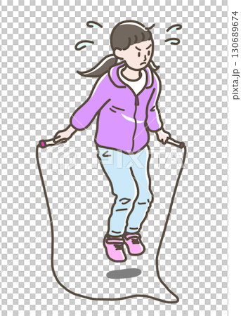 縄跳びをする女の子のイラスト 130689674