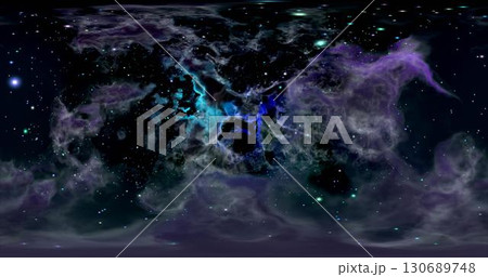 3d rendering. Space background with nebula and stars. Environment 360 HDRI map. Equirectangular projection, spherical panorama. Graphic illustration. 130689748
