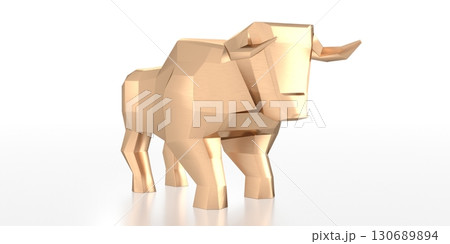 Geometrical bull - stock exchange, market concept - 3D illustration Geometrical bull - stock exchange, market concept - 3D illustration 130689894
