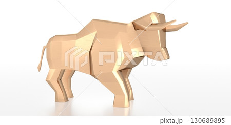 Geometrical bull - stock exchange, market concept - 3D illustration 130689895