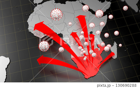 SARS-CoV-2 Covid-19 Omicron variant spreading from South Africa concept 130690288