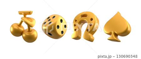 3D casino golden icon set 130690348