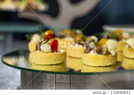 Elegant Vegetarian Canape at a Gourmet Buffet 130690641