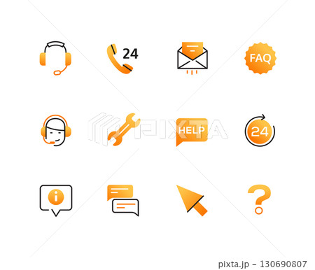 Technical support - set of line design style icons 130690807