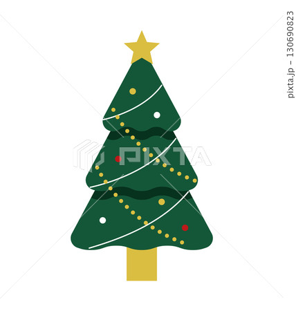 クリスマスツリーのイラスト モミの木 星 オーナメント 12月 フラット 行事 イベント 飾り 装飾 クリスマスツリーのイラスト モミの木 星 オーナメント 12月 フラット 行事 イベント 飾り 装飾 130690823