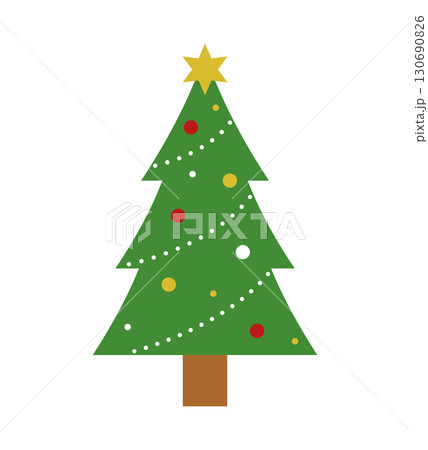 クリスマスツリーのイラスト モミの木 星 オーナメント 12月 フラット 行事 イベント 飾り 装飾 クリスマスツリーのイラスト モミの木 星 オーナメント 12月 フラット 行事 イベント 飾り 装飾 130690826