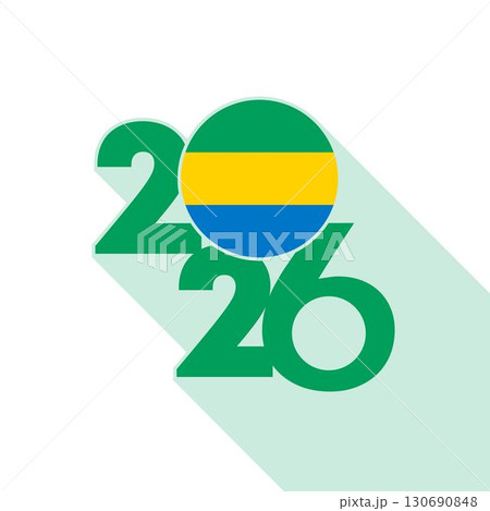 2026 Long Shadow Banner with Gabon Flag Inside. 130690848