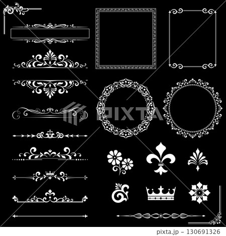 Vintage Set. Floral elements for design monograms, invitations, frames, menus and labels. Graphic design of the website, cafes, boutiques, hotels, wedding invitations. 130691326