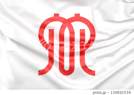 Ruffled Flag of Kanagawa Prefecture. 3D Rendering 130692539