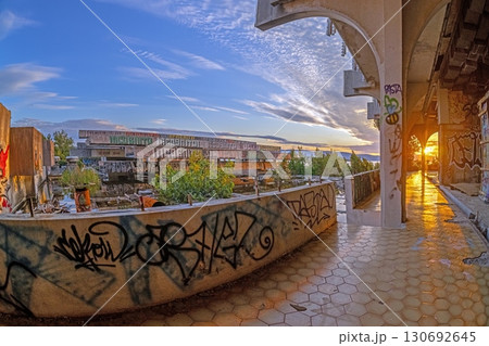 Sunburst in abandoned spa hall Haludovo Palace Hotel Krk Croatia 130692645