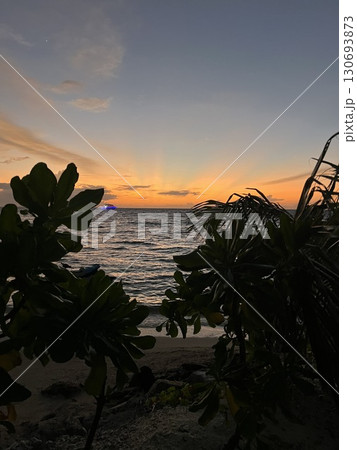 Dramatic Red Sunset Over Maldives Ocean Dramatic Red Sunset Over Maldives Ocean 130693873