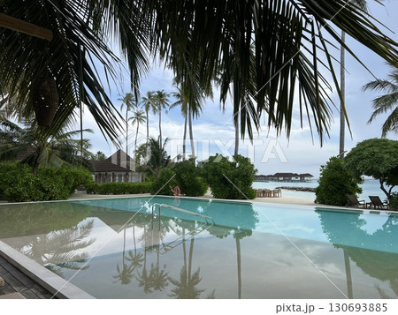 Maldives Paradise: Infinity Pool Overlooking Ocean and Beach Maldives Paradise: Infinity Pool Overlooking Ocean and Beach 130693885