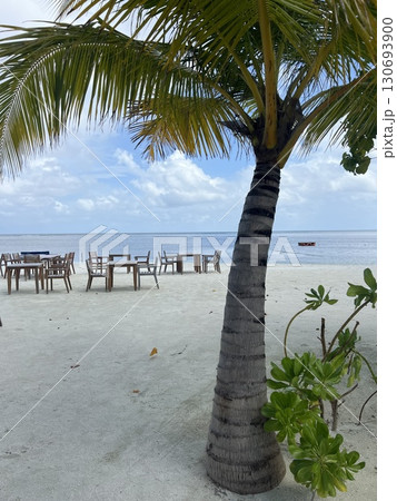 Paradise Beach Day in Maldives: White Sand and Turquoise Ocean 130693900