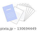 レポート用紙,便箋などのセット。ビジネスや学習をイメージしたイラストです。 130694449