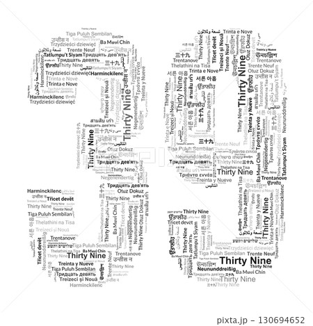 Number 39 Made from "Thirty Nine" in Various Languages 130694652