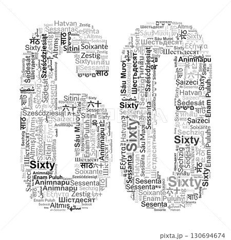 Number 60 Made from "Sixty" in Various Languages 130694674