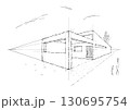 モダン平屋住宅のイメージパース 130695754