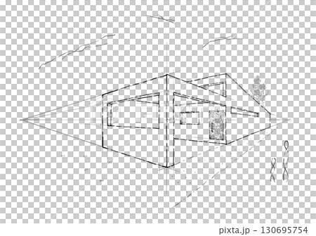 モダン平屋住宅のイメージパース 130695754
