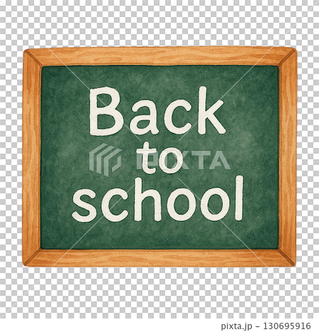 A chalkboard displaying 'Back to school' message with wooden frame. 130695916