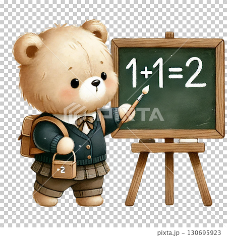 A cute bear teaching math, perfect for educational themes. A cute bear teaching math, perfect for educational themes. 130695923