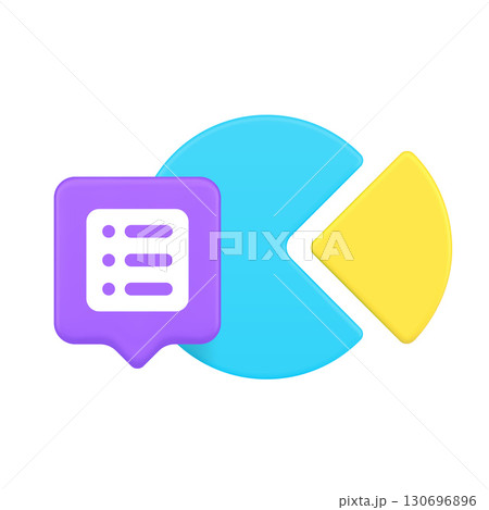 3d Realistic Icon Of Blue Pie Chart And Purple Checklist For Data Analysis And Task Management 130696896