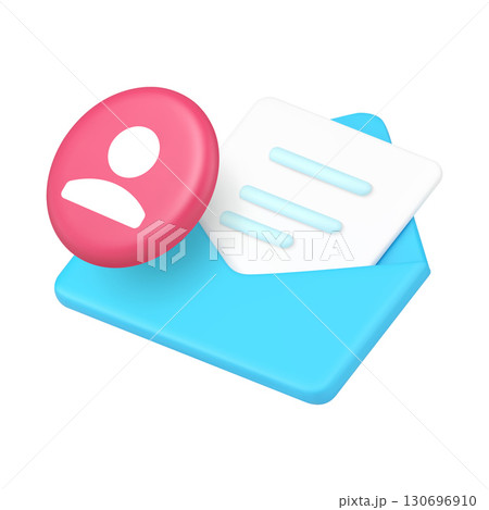 3d Realistic Icon Open Envelope And User Profile For Personal Communication And Messaging Interface 3d Realistic Icon Open Envelope And User Profile For Personal Communication And Messaging Interface 130696910