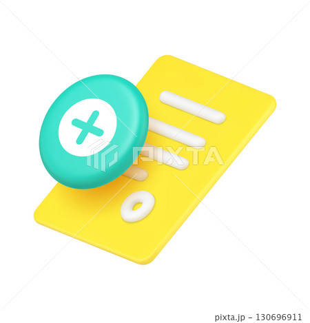3d Realistic Icon Document Page And Add Button For File Creation And Management Interface 130696911