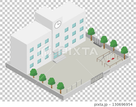 等距小學建築及校園圖像材料 130696954