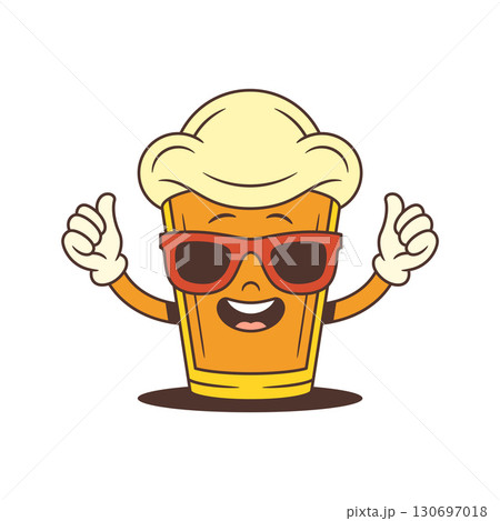 Cheerful Beer Mascot Glass Wearing Red Sunglasses Showing Both Thumbs Up Happy Character Cheerful Beer Mascot Glass Wearing Red Sunglasses Showing Both Thumbs Up Happy Character 130697018