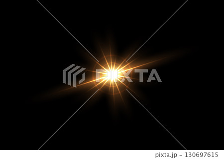 Shine light with flash effect. Golden glow star glared on black background. Bright sparkling vector illustration. Flash of light with ray beams in space. Abstract sunshine sparkle glare Shine light with flash effect. Golden glow star glared on black background. Bright sparkling vector illustration. Flash of light with ray beams in space. Abstract sunshine sparkle glare 130697615