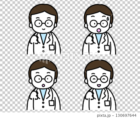 Simple doctor and icon illustration set 130697644