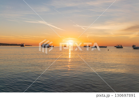 Sunrise over the sea. Panoramic seascape. Sunrise over the sea. Panoramic seascape. 130697891