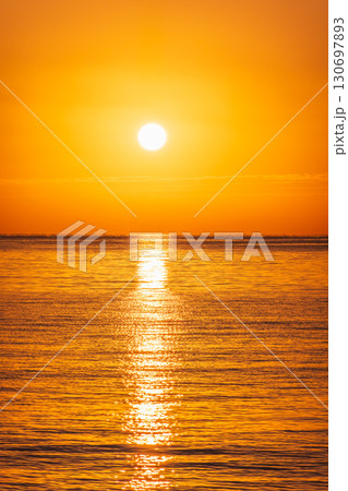 Beautiful red and orange sunrise over the sea. 130697893