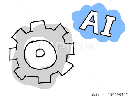 AI/システム/DXイメージ歯車のシンプル線画 130699545