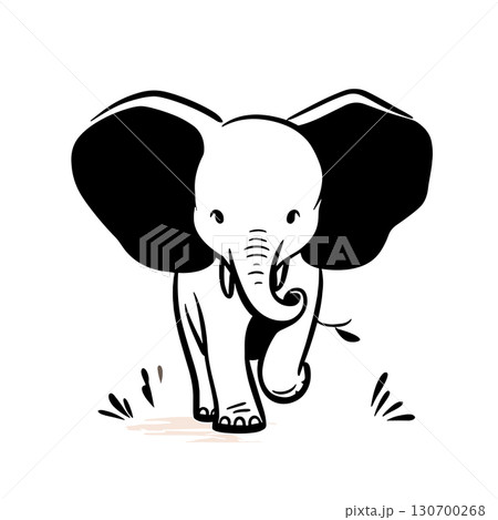 African Elephant. African Elephant simple black and white line art vector logo 130700268