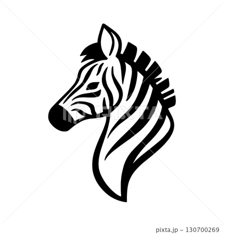 Zebra. Zebra simple black and white line art vector logo 130700269