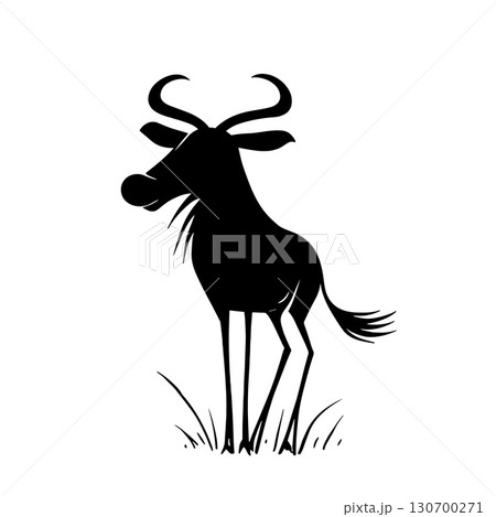 Wildebeest. Wildebeest simple black and white line art vector logo Wildebeest. Wildebeest simple black and white line art vector logo 130700271