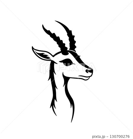 Saiga Antelope. Saiga Antelope simple black and white line art vector logo Saiga Antelope. Saiga Antelope simple black and white line art vector logo 130700276