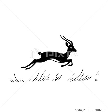 Gazelle. Gazelle simple black and white line art vector logo 130700296