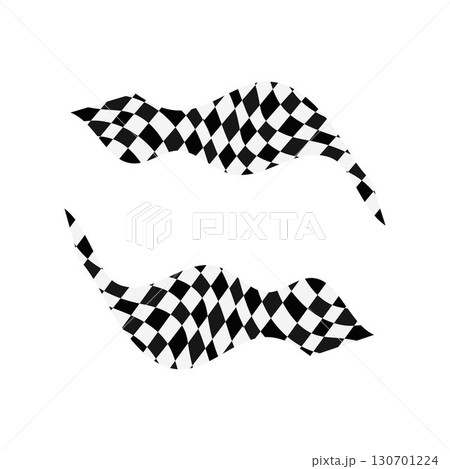 Checkered Racing Flags Waving Black and White Race Finish Signals free vector illustration 130701224