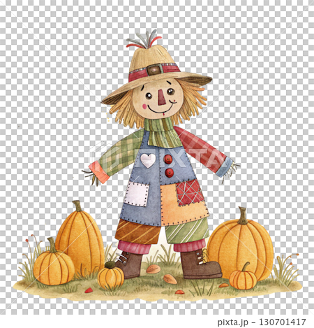 A cute rag doll scarecrow sitting happily with a warm smile 130701417
