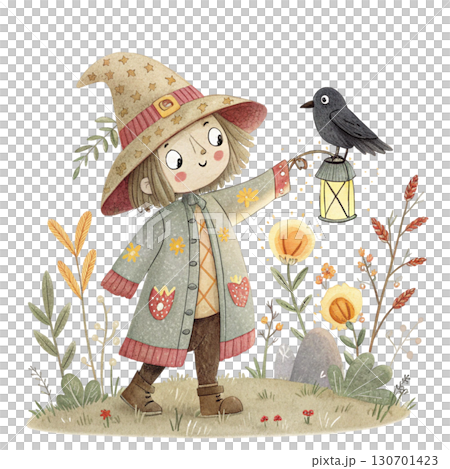 A cute rag doll scarecrow sitting happily with a warm smile 130701423