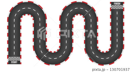 F1 race track asphalt straight roadway with start and finish line top view white grid pattern background for auto rally competition sport racetrack circuit motor speedway training design 130701937